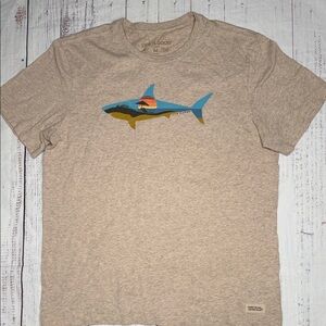 Life Is Good Tan Shark Graphic Tee Size M